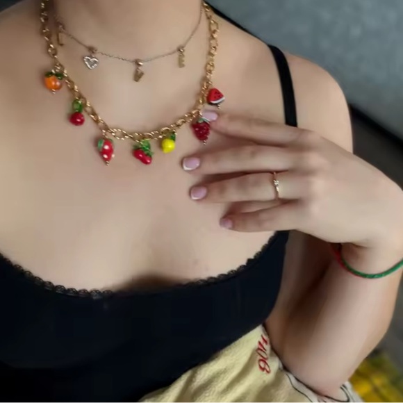 Tutti Frutti Charm 18K Gold Stainless Steel Waterproof Necklace - Picture 4 of 10